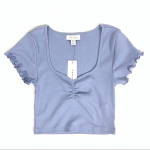 NWT Topshop Blue Ruched Crop Top size 4
